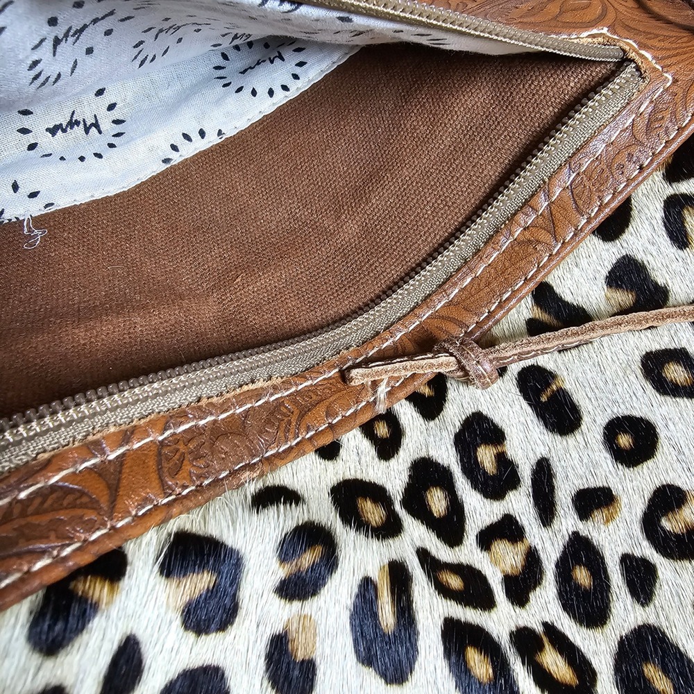 MYRA Leopard Print Drawstring Bucket Bag Faux Lea… - image 11